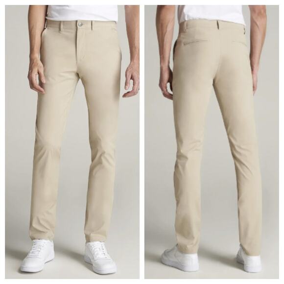 American Tall Men's Tapered Fit Traveler Chino Pants Light Khaki Size 40x36 - Picture 1 of 9